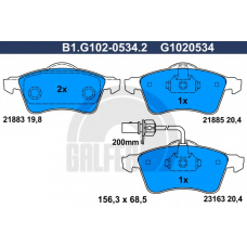 B1.G102-0534.2 GALFER Комплект тормозных колодок, дисковый тормоз
