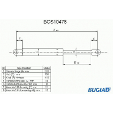 BGS10478 BUGIAD Газовая пружина, крышка багажник