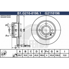 B1.G210-0196.1 GALFER Тормозной диск