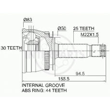 OJ-0650 InterParts Шарнирный комплект, приводной вал