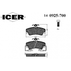 140925-700 ICER Комплект тормозных колодок, дисковый тормоз