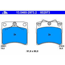 13.0460-2973.2 ATE Комплект тормозных колодок, дисковый тормоз