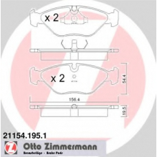 21154.195.1 ZIMMERMANN Комплект тормозных колодок, дисковый тормоз