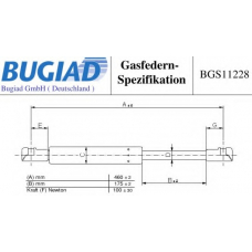 BGS11228 BUGIAD Газовая пружина, заднее стекло