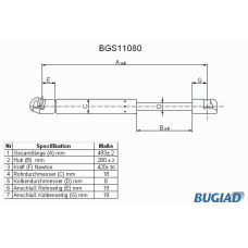 BGS11080 BUGIAD Газовая пружина, крышка багажник