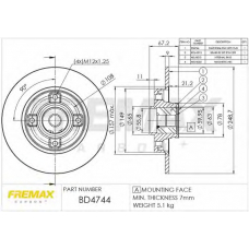 BD-4744 FREMAX Тормозной диск