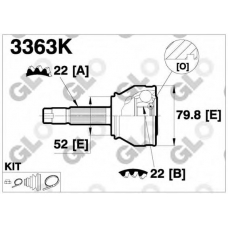3363K GLO Шарнирный комплект, приводной вал