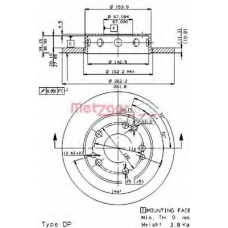 10196 E METZGER Тормозной диск