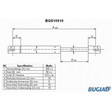 BGS10916 BUGIAD Газовая пружина, крышка багажник