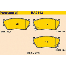 BA2113 BARUM Комплект тормозных колодок, дисковый тормоз