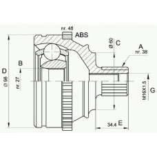 CVJ5227.10 OPEN PARTS Шарнирный комплект, приводной вал