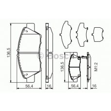 0 986 TB3 185 BOSCH Комплект тормозных колодок, дисковый тормоз