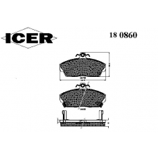 180860 ICER Комплект тормозных колодок, дисковый тормоз