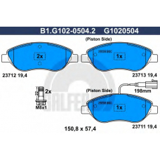 B1.G102-0504.2 GALFER Комплект тормозных колодок, дисковый тормоз