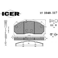 151040-117 ICER Комплект тормозных колодок, дисковый тормоз
