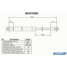 BGS10292 BUGIAD Газовая пружина, крышка багажник