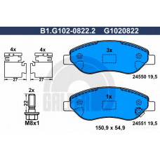 B1.G102-0822.2 GALFER Комплект тормозных колодок, дисковый тормоз