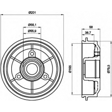 8DT 355 300-051 HELLA Тормозной барабан