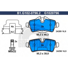 B1.G102-0796.2 GALFER Комплект тормозных колодок, дисковый тормоз