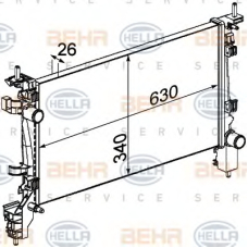 8MK 376 754-714 HELLA Радиатор, охлаждение двигателя