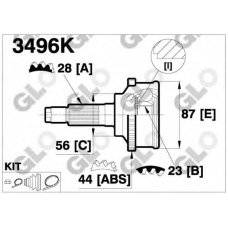 3496K GLO Шарнирный комплект, приводной вал