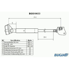 BGS10633 BUGIAD Газовая пружина, крышка багажник