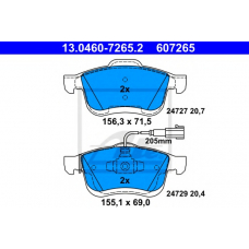 13.0460-7265.2 ATE Комплект тормозных колодок, дисковый тормоз