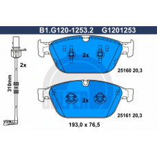 B1.G120-1253.2 GALFER Комплект тормозных колодок, дисковый тормоз
