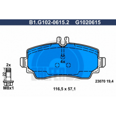 B1.G102-0615.2 GALFER Комплект тормозных колодок, дисковый тормоз