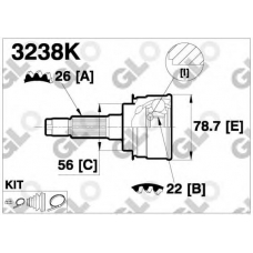 3238K GLO Шарнирный комплект, приводной вал