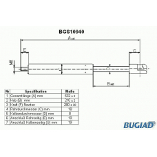 BGS10940 BUGIAD Газовая пружина, капот