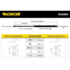 ML6008 MONROE Газовая пружина, капот