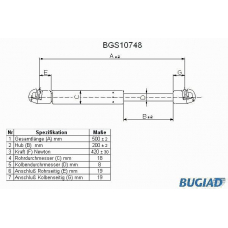 BGS10748 BUGIAD Газовая пружина, крышка багажник