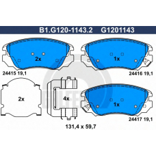 B1.G120-1143.2 GALFER Комплект тормозных колодок, дисковый тормоз