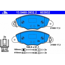 13.0460-3932.2 ATE Комплект тормозных колодок, дисковый тормоз