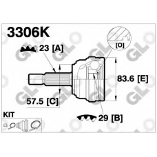 3306K GLO Шарнирный комплект, приводной вал