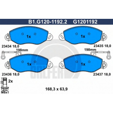 B1.G120-1192.2 GALFER Комплект тормозных колодок, дисковый тормоз