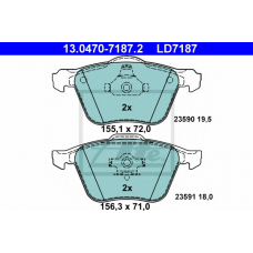 13.0470-7187.2 ATE Комплект тормозных колодок, дисковый тормоз