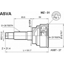 MZ-31 ASVA Шарнирный комплект, приводной вал