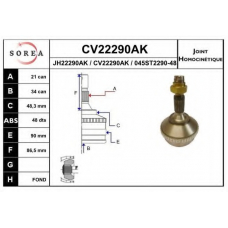 CV22290AK EAI Шарнирный комплект, приводной вал