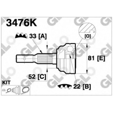 3476K GLO Шарнирный комплект, приводной вал