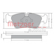 1170019 METZGER Комплект тормозных колодок, дисковый тормоз