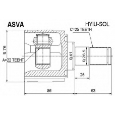 HYIU-SOL ASVA Шарнирный комплект, приводной вал