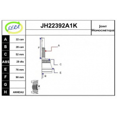 JH22392A1K SERA Шарнирный комплект, приводной вал