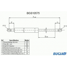 BGS10575 BUGIAD Газовая пружина, крышка багажник