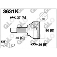 3631K GLO Шарнирный комплект, приводной вал