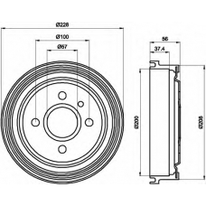 8DT 355 301-181 HELLA Тормозной барабан