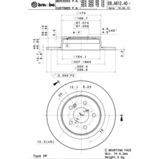 08.A612.41 BREMBO Тормозной диск