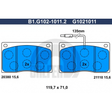 B1.G102-1011.2 GALFER Комплект тормозных колодок, дисковый тормоз