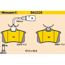 BA2228 BARUM Комплект тормозных колодок, дисковый тормоз